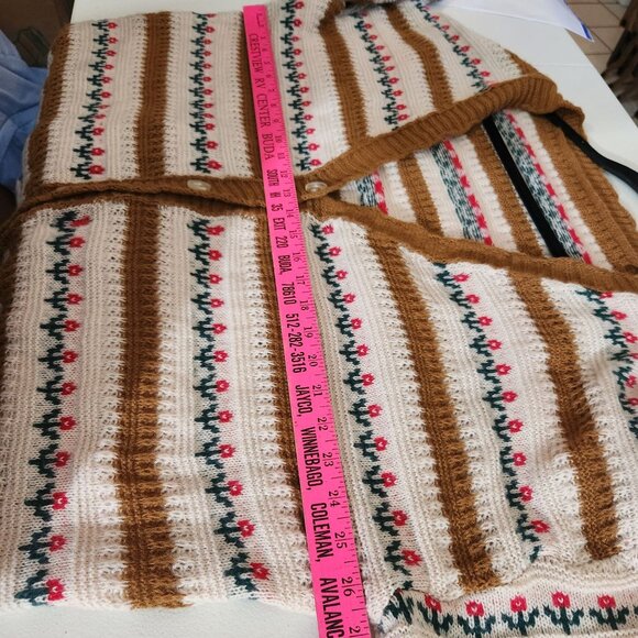 Shein Cardigan Retro Sweater Womens Button-Up Floral Brown White 3XL - Picture 6 of 11